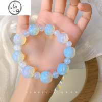 JiMi手链狐狸花珠醒狮透石膏蛋白石银曜石原创设计闺蜜情侣水晶手串