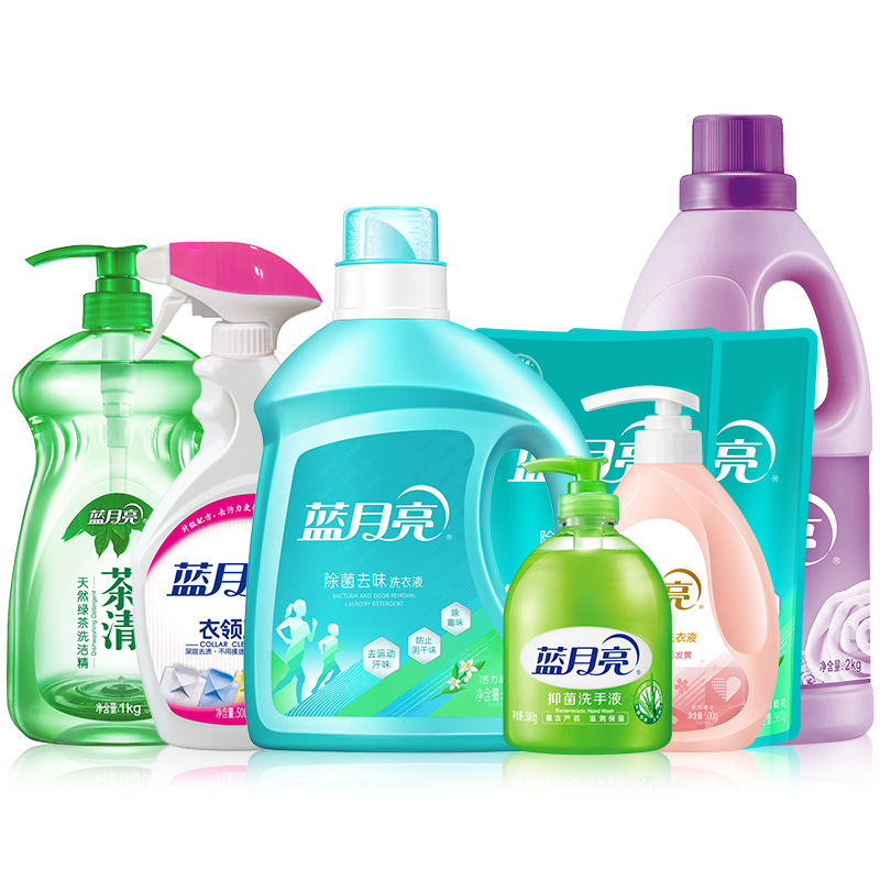 蓝月亮清洁套装(除菌洗+内衣洗+柔顺剂+衣领净+洗洁精+洗手液)15斤/套