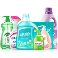蓝月亮清洁套装(除菌洗+内衣洗+柔顺剂+衣领净+洗洁精+洗手液)15斤/套