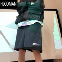 HLCOMAN直筒印花速干沙滩短裤男士夏季薄款松紧抽绳篮球五分宽松运动裤子