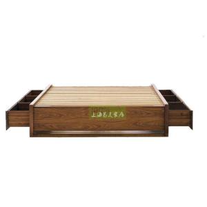 森美人原木床榻现代简约主卧双人床白橡木1.8米全实木无靠背床架