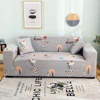 沙发套懒人简约沙发套罩四季通用全包卐能套罩全盖布 快乐小鹿[送抱枕套] XL码(沙发长235~300cm适用于四人沙发)