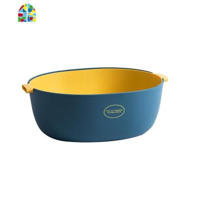 北欧风双层家用网红水果篮洗菜盆客厅塑料淘菜筐收纳菜篮子 FENGHOU [预售]粉丝专享浅绿(U型盆)洗菜篮洗菜篮