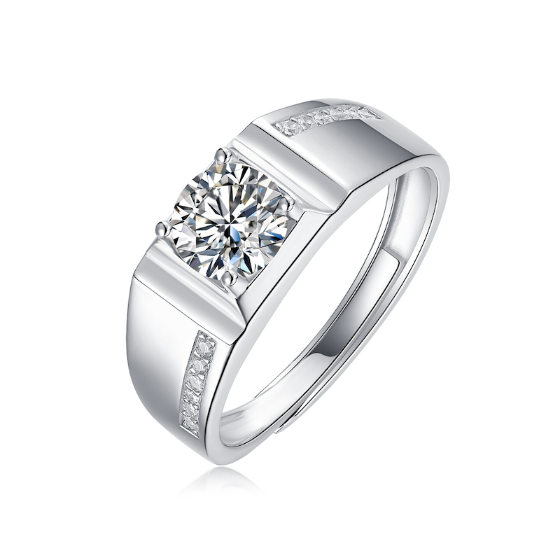 玖钻珠宝经典复古男士爪镶宝石戒指 自戴时尚设计亮点突出R12865-6.5