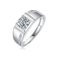 玖钻珠宝经典复古男士爪镶宝石戒指 自戴时尚设计亮点突出R12865-6.5