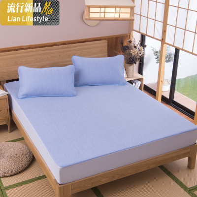 可折叠冰丝凉席三件套1.8m床云母席子1.5m床笠式夏季凉感席可机洗 三维工匠凉席/凉枕