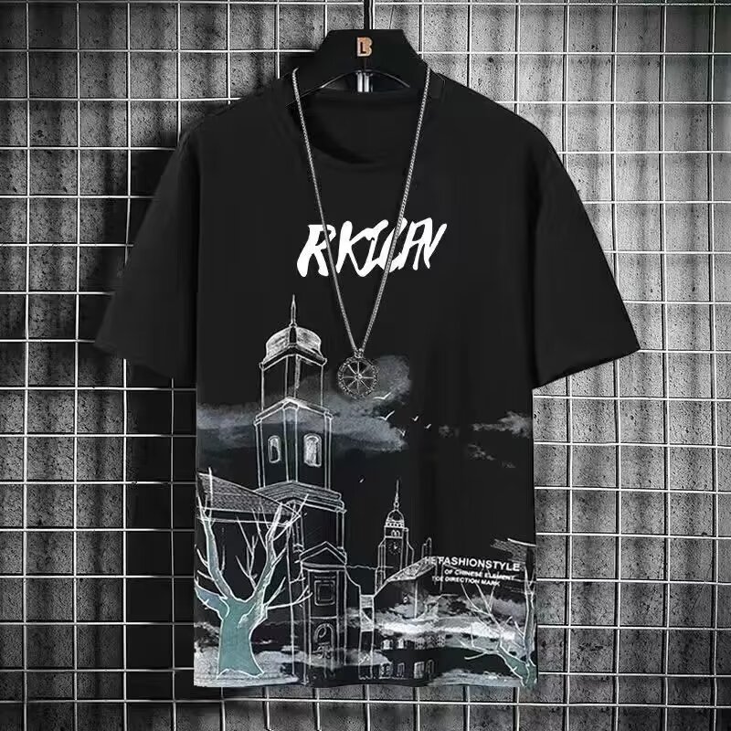 新款渐变扎染速干男士短袖夏季ins凉感冰丝大码休闲上衣