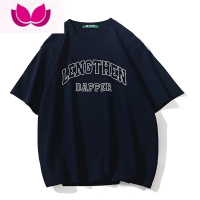 七斓夏季短袖t恤男女港风宽松字母印花上衣韩版圆领百搭简约体恤