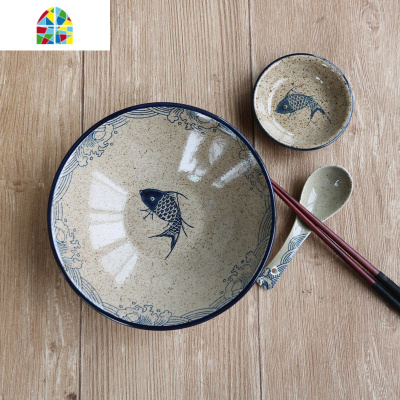 日式陶瓷碗拉面碗大碗 汤碗 面碗家用泡面碗斗笠碗面馆碗餐厅餐具 FENGHOU 7英寸面碗送汤勺