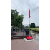 iChoice幼儿园旗杆加移动升旗台户外室内不锈钢伸缩旗杆移动学校旗杆5米旗杆伸缩加旗台75*75的底座