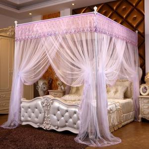 美帮汇新款落地蚊帐家用简约公主风1.2米2米1.5m1.8m床支架纹账