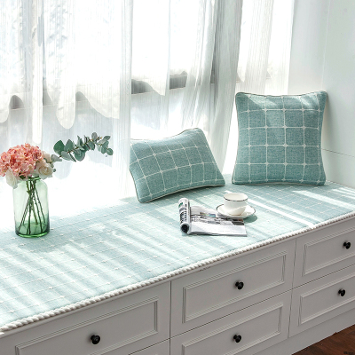 幸福派飘窗垫简约棉麻坐垫加厚沙发垫窗台垫定制四季春夏海绵阳台垫子沙发垫子卡座榻榻米垫子坐垫可定做