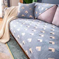 家柏饰(CORATED)北欧四季通用沙发垫防滑简约全包萬能沙发套罩布艺沙发巾沙发盖布 几何灰 70*180cm