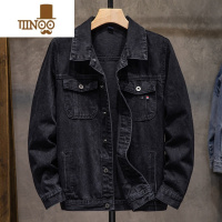 YANXU秋季新款牛仔外套男宽松潮流百搭帅气黑色潮牌复古休闲夹克