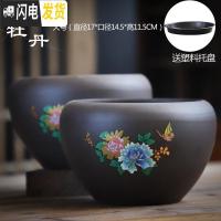 三维工匠蝴蝶兰花盆紫砂大号透气陶土带托盘创意绿萝肉肉家用多肉植物花盆 牡丹紫砂大号两个 大花盆容器