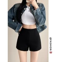 黑色短裤女春秋2026新款高腰显瘦小个子辣妹打底靴裤外穿西装热裤