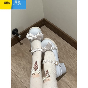 聚范[小甜芙]圆头可爱蝴蝶结女鞋lolita大头娃娃鞋四时花单鞋