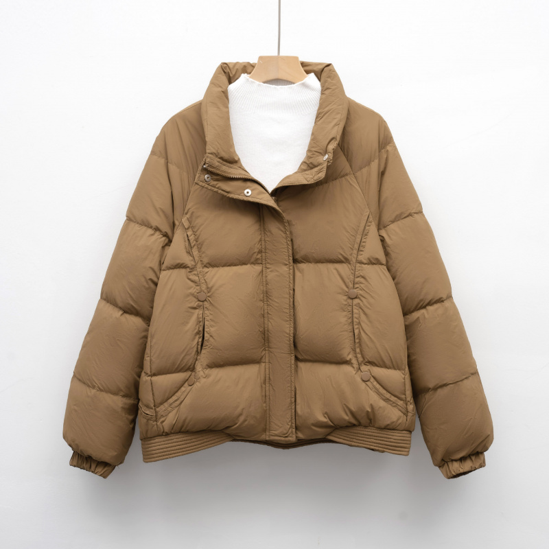 平湖新款羽绒服女小个子冬季加厚立领宽松鸭绒面包服外套保暖