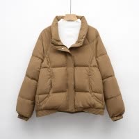 平湖新款羽绒服女小个子冬季加厚立领宽松鸭绒面包服外套保暖