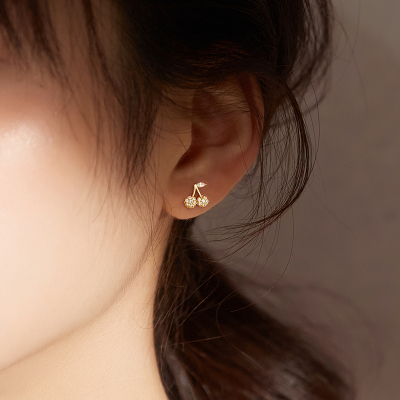 925纯银耳钉女小众设计高级甜美樱桃耳环2025年新款潮耳饰送女朋友老婆情人节七夕生日礼物
