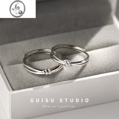 JiMi归素 结发情侣对戒小众设计999银银一对款活口素圈戒制礼物