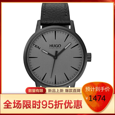 雨果博斯（Hugoboss）StandBlack40mm男士石英表时尚百搭商务休闲男士腕表2021经典款Black