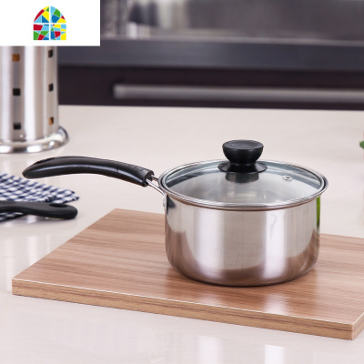 不锈钢奶锅电磁炉两用多功能平底小锅汤锅面条锅 FENGHOU 20cm双耳奶锅