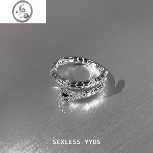 JiMiyyds 轻奢灵蛇戒指女小众设计高级感情侣对戒时尚个性食指戒男潮 银蛇戒指