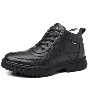 男士雪地靴冬季保暖加绒加厚棉鞋真皮羊毛防滑大棉皮鞋中帮皮靴潮