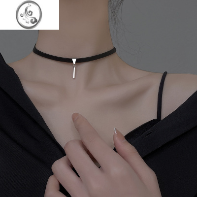 JiMichoker项圈项链女夏季网红银银颈链配饰黑色小众高级感锁骨链颈带