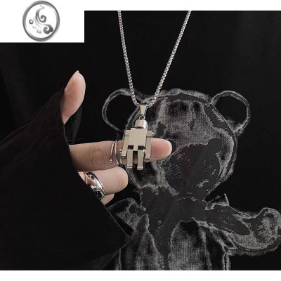 JiMi2023年长款潮牌机器人ins嘻哈毛衣项链男设计感小众吊坠女配饰