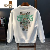 YANXU高品质字母印花早秋卫衣男2023秋季新款宽松休闲百搭圆领情侣上衣