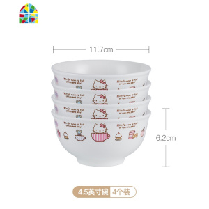 碗碟情侣套装家用陶瓷碗盘筷勺卡通可爱小清新餐具套装 FENGHOU KT美味诱惑饭盘(8英寸)4只装