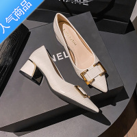 SUNTEK小香风粗跟高跟鞋女2023年新款法式中跟单鞋晚晚鞋大码女鞋41-43