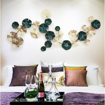 新中式铁艺荷叶金属壁饰创意墙上室内软装饰品个性铁艺镂空挂件三维工匠180*76cm