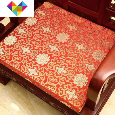 定做红木沙发坐垫套防滑坐垫实木椅垫四季新中式客厅海绵垫可拆洗富贵花大红三人位50*170cm御蓝锦