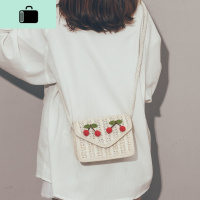 编小包包女2020新款夏天仙女洋气度假沙滩包韩版百搭编织斜挎包NEW LAKE 白色女士单肩包