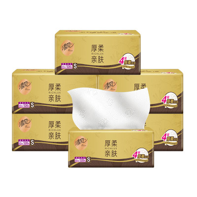 清风厚柔系列4层80抽面巾纸BR10SJ24EN-6包装