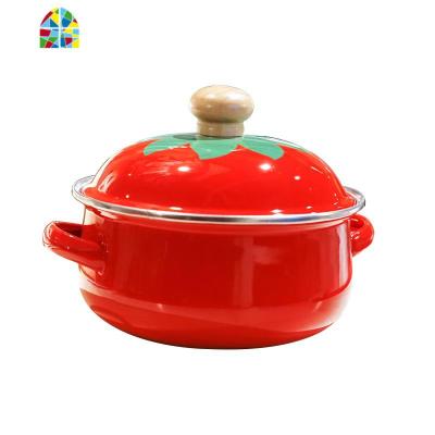 搪瓷珐琅瓷汤锅双耳家用煮面锅加厚电磁炉燃气番茄锅迷你小汤锅 FENGHOU 番茄款