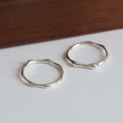 S990足银戒指小众设计不规则极简质感冷淡风叠戴指环女银个性尾戒送女朋友老婆情人节七夕生日礼物