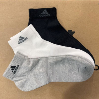 阿迪达斯正品新款男女短筒透气运动袜三双装 IA3948 D