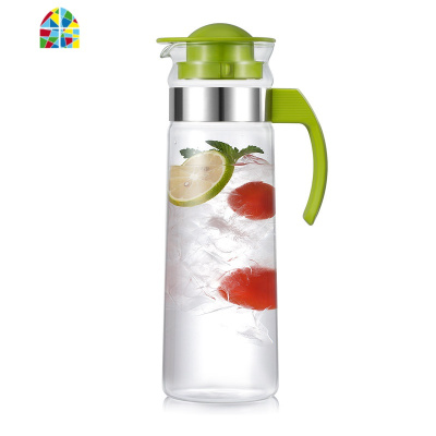 凉水壶玻璃耐热水杯大容量防爆冷水壶果汁扎壶家用鸭嘴壶 FENGHOU 白色1400ml