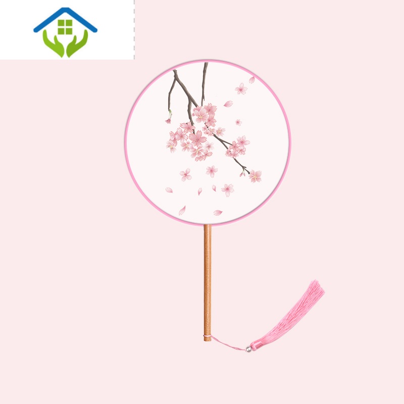 团扇儿童古风扇子夏舞蹈女中国风汉服旗袍古装刺绣小圆扇 02樱花落(半