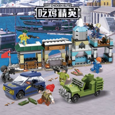 小鹰奥利吃鸡海岛争夺战兼容乐高积木吃鸡人仔6款游戏系列绝地求生和平精英荒野军事战场枪模型男孩儿童益智力拼装玩具