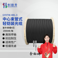 恒德升 HDS-A497S-GYXTW-4B1.3-2KM 中心束管式轻铠装光缆 单模4芯 8mm外径黑色2000米