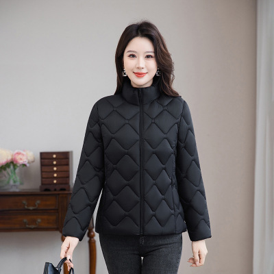 轻薄款妈妈保暖棉服外套时尚中老年女士短款棉衣40-60岁立领衣服