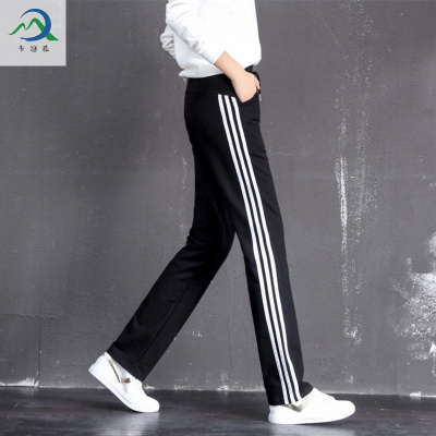 厂家直销-运动长裤黑色裤子女学生韩版宽松直筒校服裤高腰秋冬加绒休闲裤迈诗蒙