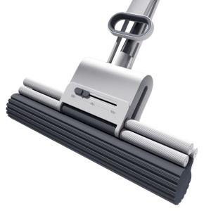 大卫M12 胶棉拖把 双排滚轮式手拉挤水 不锈钢杆 一个胶棉头 伸缩智慧锁