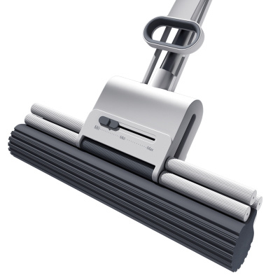 大卫M12 胶棉拖把 双排滚轮式手拉挤水 不锈钢杆 一个胶棉头 伸缩智慧锁