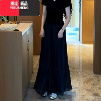 YIBUSHENG冰丝雪纺阔腿裤裙女季薄款宽松显瘦防蚊休闲裤垂感网纱百褶裙裤